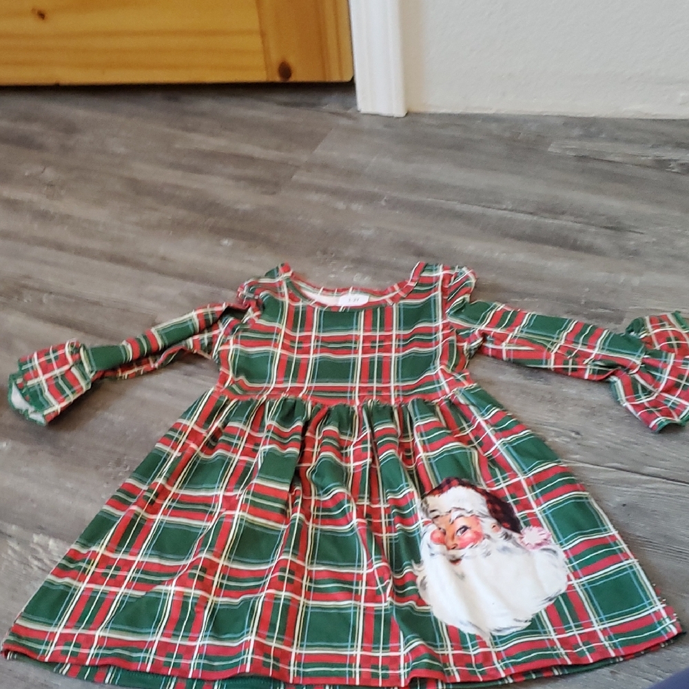 Source Unknown Green and Red Plaid Kids Dress